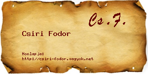 Csiri Fodor névjegykártya